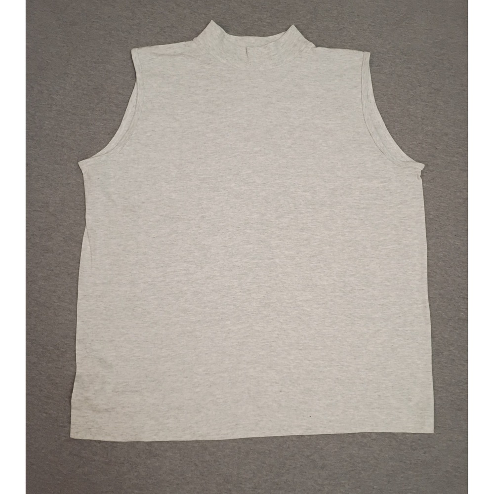 Vintage Fruit of the Loom Sleeveless Mock Neck Top Gray Heather Made in USA L